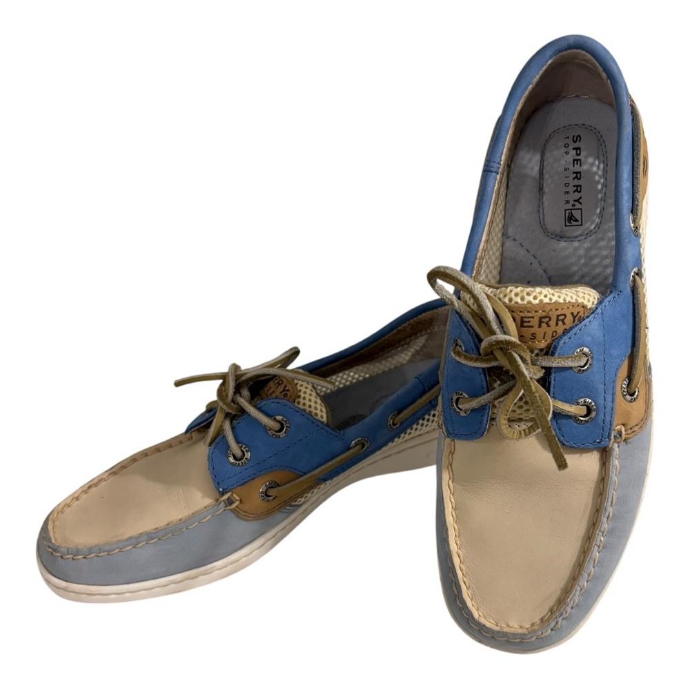 Sperry Topsider Leather Light Blue Preppy Nautical Old Money Boat Casual Shoe 6 - Picture 10 of 12